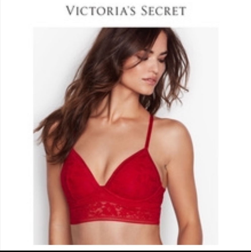 NWT Victoria’s Secret Red Floral Lace Bralette
